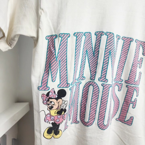Vintage Disney Character Fashions Minnie Mouse Spellout Tshirt White Pink Small - Picture 6 of 7